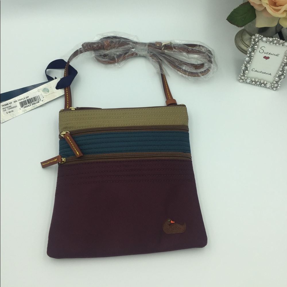 Dooney &Bourke nylon/leather triple zip Crossbody